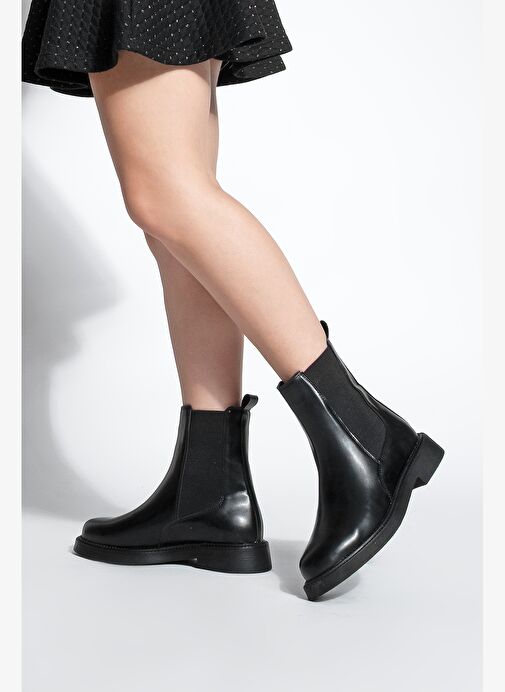 Kadın Çift Lastikli Chelsea Günlük Bot Panve Siyah - Görsel 5