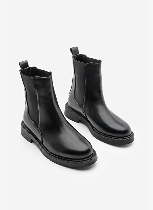 Kadın Çift Lastikli Chelsea Günlük Bot Panve Siyah - Görsel 6