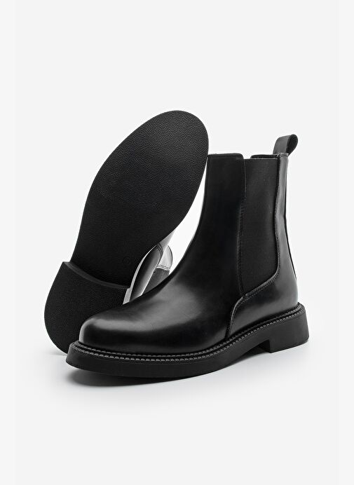 Kadın Çift Lastikli Chelsea Günlük Bot Panve Siyah - Görsel 8