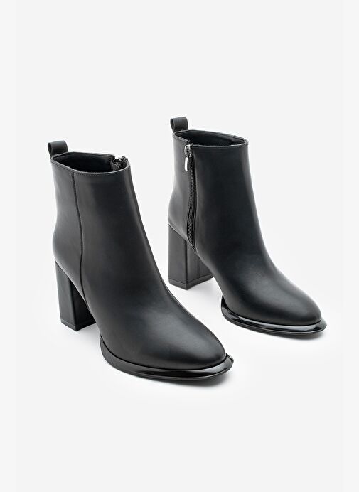 Kadın Dikiş Detaylı Kalın Topuklu Bot Kanis Siyah - Görsel 6