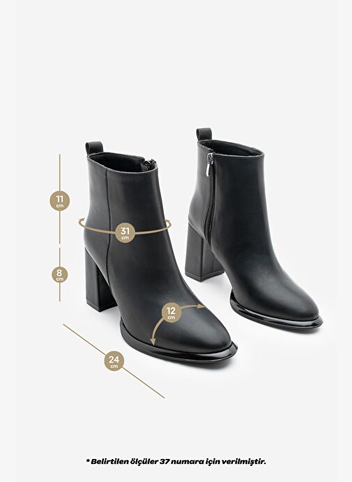 Kadın Dikiş Detaylı Kalın Topuklu Bot Kanis Siyah - Görsel 9
