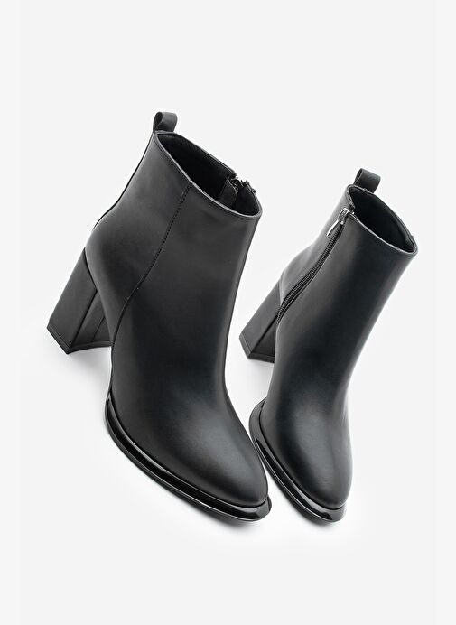 Kadın Dikiş Detaylı Kalın Topuklu Bot Kanis Siyah - Görsel 2