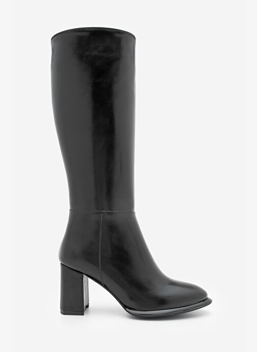 Kadın Fermuarlı Kalın Topuklu Çizme Lovet Siyah - Görsel 7
