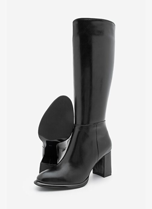Kadın Fermuarlı Kalın Topuklu Çizme Lovet Siyah - Görsel 4