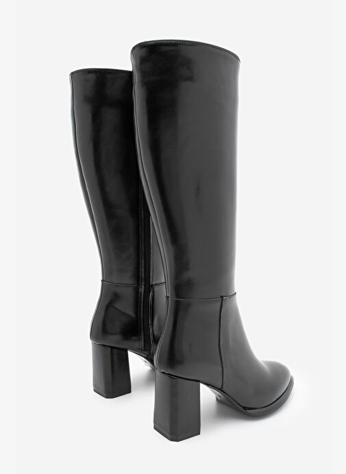Kadın Fermuarlı Kalın Topuklu Çizme Lovet Siyah - Görsel 5