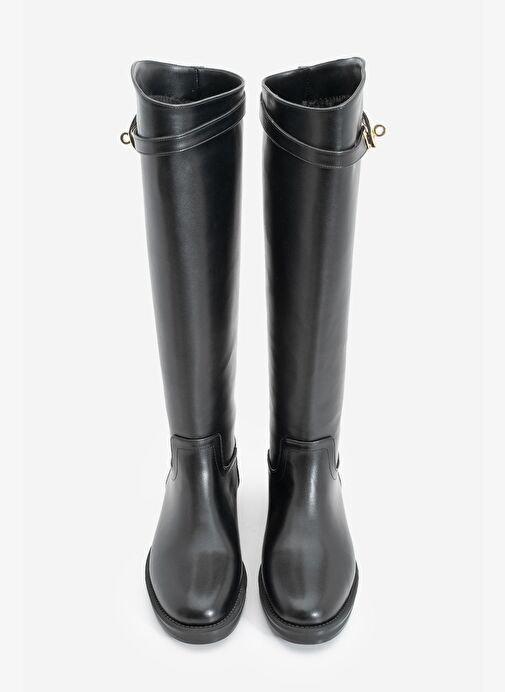 Kadın Tokalı Binici Günlük Çizme Velote Siyah - Görsel 7