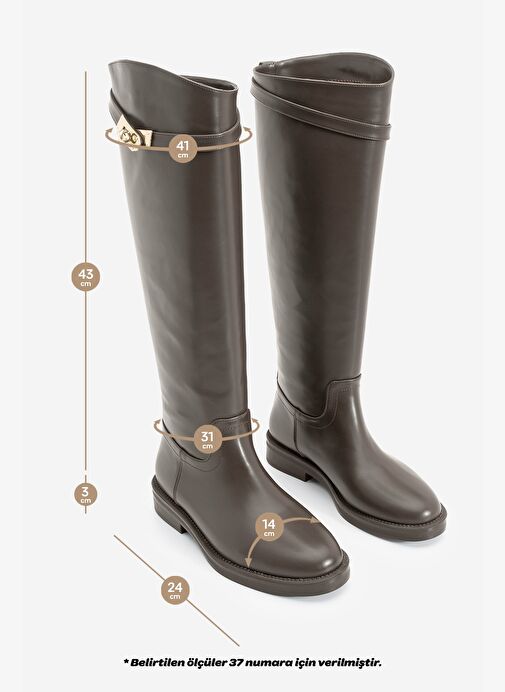 Kadın Tokalı Binici Günlük Çizme Velote Kahve - Görsel 7
