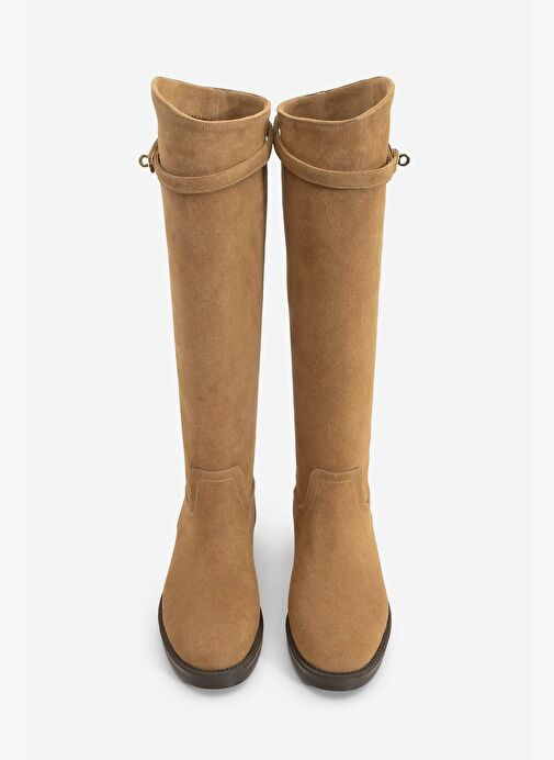 Kadın Tokalı Binici Günlük Çizme Velote Taba Süet - Görsel 7