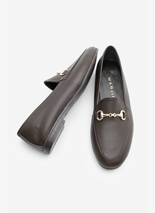 Kadın Hakiki Deri Zincirli Loafer Günlük Ayakkabı Tanle Kahve - Görsel 9