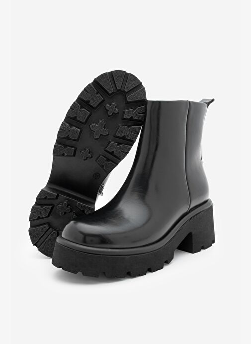 Kadın Fermuarlı Kalın Tırtıklı Taban Günlük Bot Finto Siyah - Görsel 4