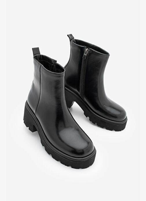 Kadın Fermuarlı Kalın Tırtıklı Taban Günlük Bot Finto Siyah - Görsel 5