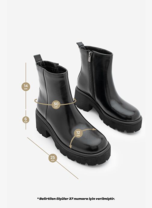 Kadın Fermuarlı Kalın Tırtıklı Taban Günlük Bot Finto Siyah - Görsel 7