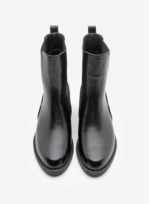 Kadın Kalın Topuklu Elastik Yan Bantlı Topuklu Bot Elove Siyah - Görsel 8