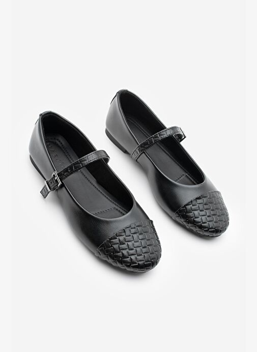 Kadın Desenli Bantlı Günlük Babet Renada Siyah - Görsel 6