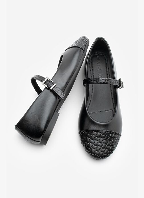 Kadın Desenli Bantlı Günlük Babet Renada Siyah - Görsel 4