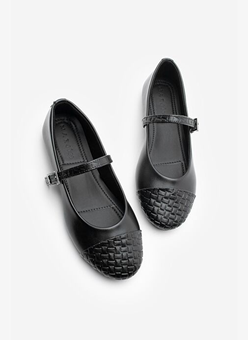 Kadın Desenli Bantlı Günlük Babet Renada Siyah - Görsel 2