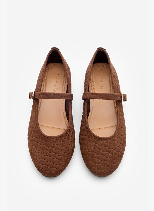 Kadın Desenli Bantlı Günlük Babet Afira Kahve Süet - Görsel 6