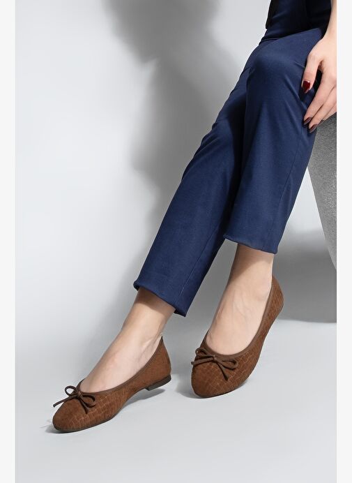 Kadın Fiyonk Detaylı Günlük Babet Monit Kahve Süet - Görsel 4