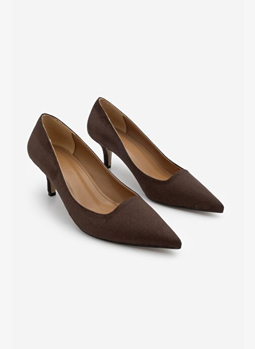 Kadın Stiletto Sivri Burun İnce Topuklu Ayakkabı Loresta Kahve Süet - Görsel 6