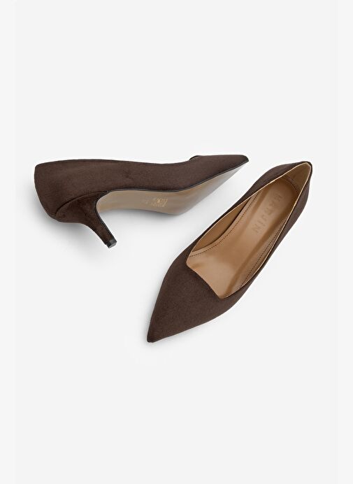 Kadın Stiletto Sivri Burun İnce Topuklu Ayakkabı Loresta Kahve Süet - Görsel 8