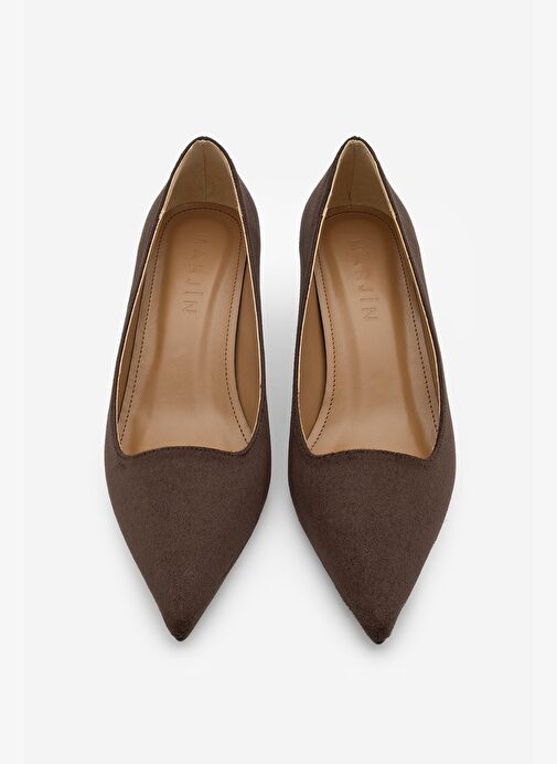 Kadın Stiletto Sivri Burun İnce Topuklu Ayakkabı Loresta Kahve Süet - Görsel 7