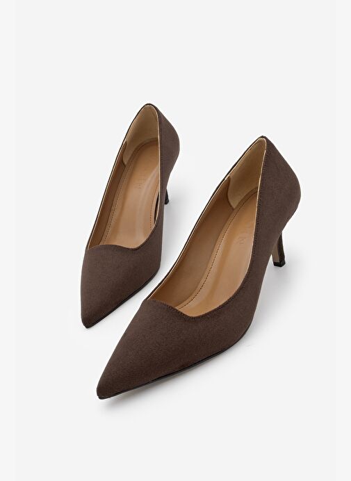 Kadın Stiletto Sivri Burun İnce Topuklu Ayakkabı Loresta Kahve Süet - Görsel 2