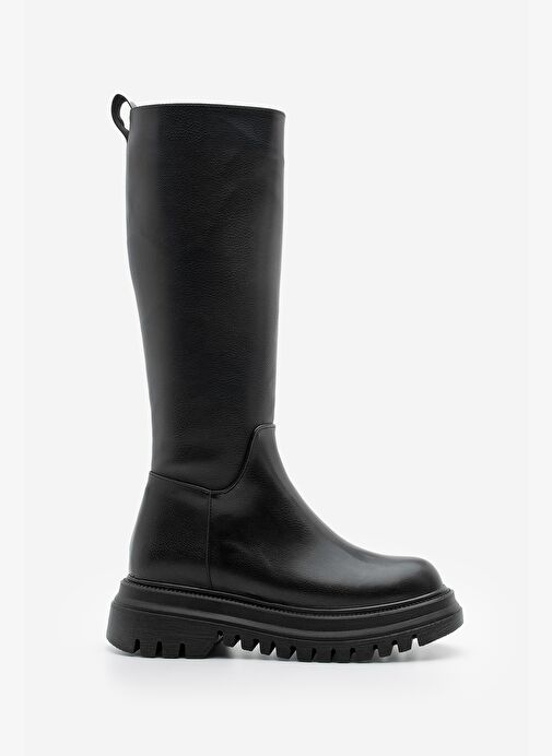 Kadın Kalın Tırtıklı Taban Fermuarlı Günlük Bot Galori Siyah - Görsel 4