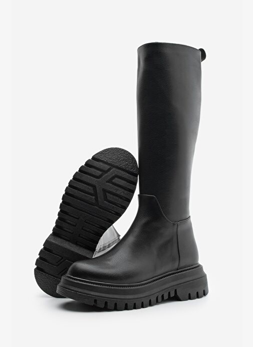 Kadın Kalın Tırtıklı Taban Fermuarlı Günlük Bot Galori Siyah - Görsel 8