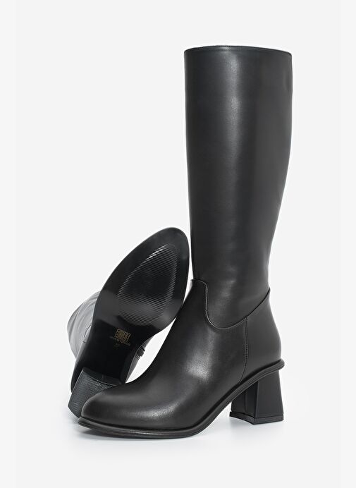 Kadın Kalın Topuklu Sıcak Astar Topuklu Çizme Socite Siyah - Görsel 7