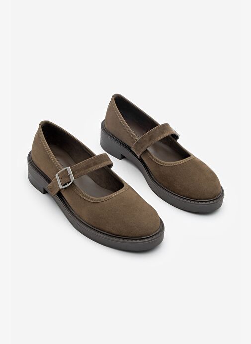 Kadın Loafer Bantlı Günlük Ayakkabı Norgi Kahve Süet - Görsel 4