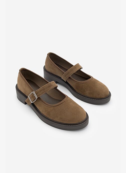 Kadın Loafer Bantlı Günlük Ayakkabı Norgi Taba Süet - Görsel 4