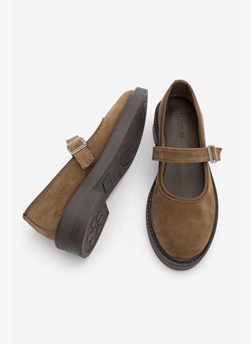 Kadın Loafer Bantlı Günlük Ayakkabı Norgi Taba Süet - Görsel 6