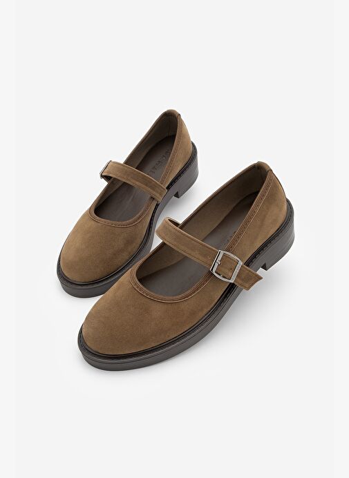 Kadın Loafer Bantlı Günlük Ayakkabı Norgi Taba Süet - Görsel 2
