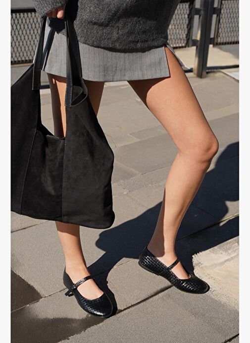 Kadın Desenli Bantlı Günlük Babet Afira Siyah - Görsel 3