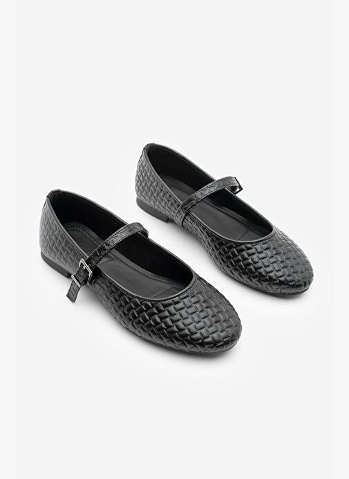 Kadın Desenli Bantlı Günlük Babet Afira Siyah - Görsel 7