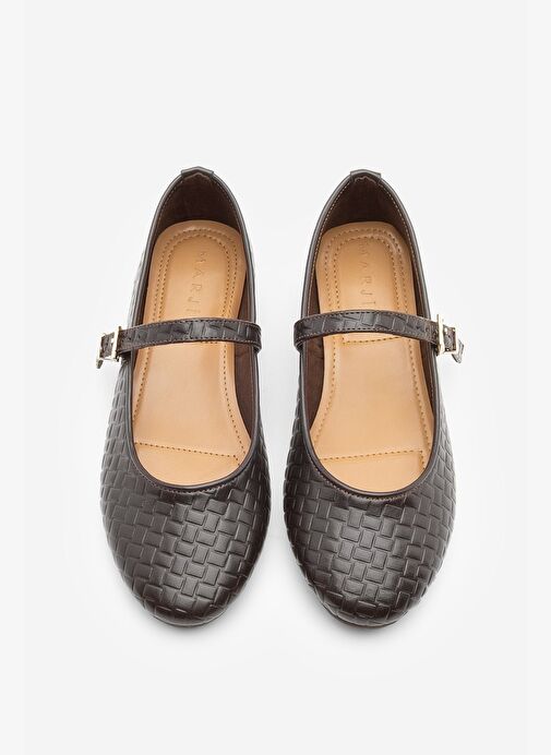 Kadın Desenli Bantlı Günlük Babet Afira Kahve - Görsel 5