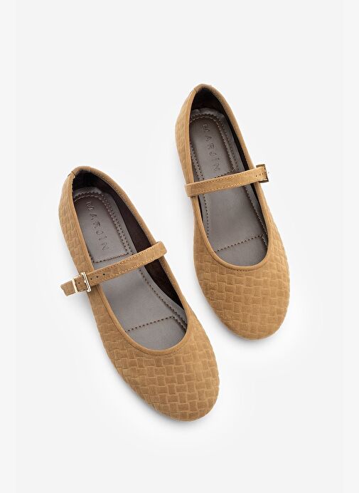 Kadın Desenli Bantlı Günlük Babet Afira Taba Süet - Görsel 5