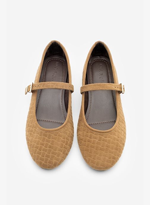 Kadın Desenli Bantlı Günlük Babet Afira Taba Süet - Görsel 4