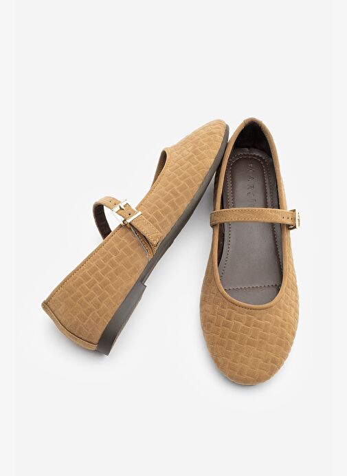 Kadın Desenli Bantlı Günlük Babet Afira Taba Süet - Görsel 7