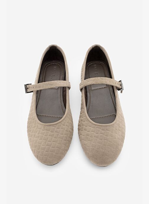 Kadın Desenli Bantlı Günlük Babet Afira Vizon Süet - Görsel 5