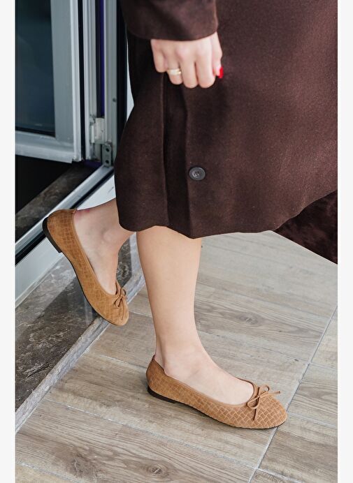 Kadın Fiyonk Detaylı Günlük Babet Monit Taba Süet - Görsel 3