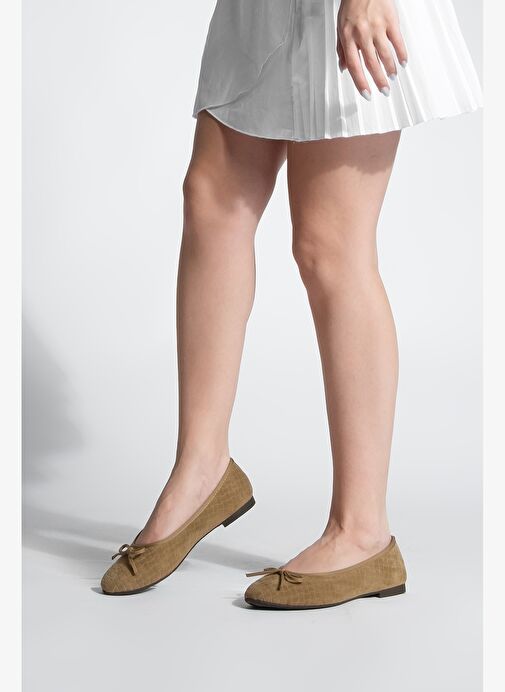 Kadın Fiyonk Detaylı Günlük Babet Monit Taba Süet - Görsel 5