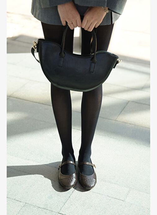 Kadın Desenli Bantlı Günlük Babet Renada Kahve - Görsel 3