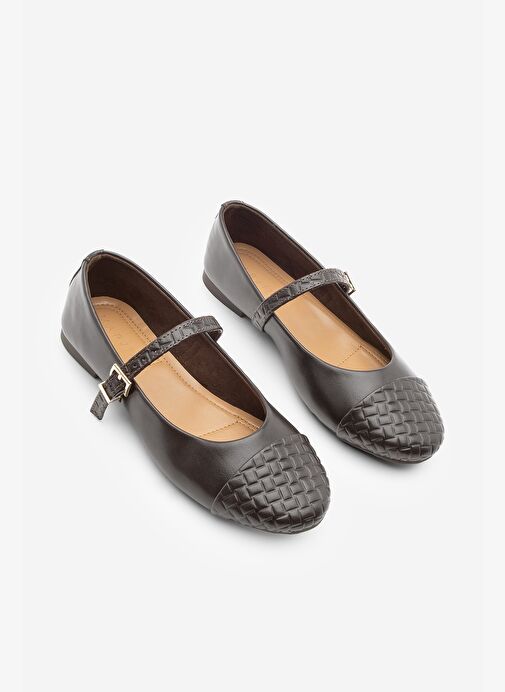 Kadın Desenli Bantlı Günlük Babet Renada Kahve - Görsel 6