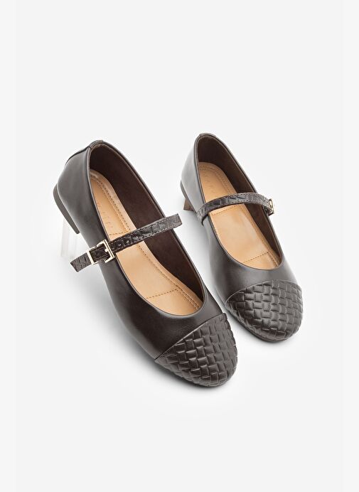 Kadın Desenli Bantlı Günlük Babet Renada Kahve - Görsel 2