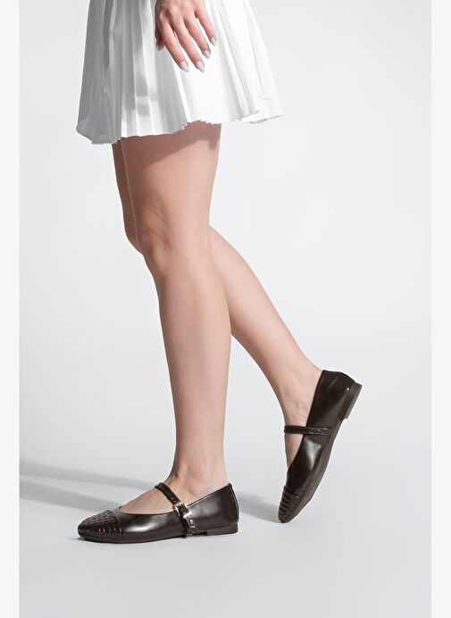 Kadın Desenli Bantlı Günlük Babet Renada Kahve - Görsel 5