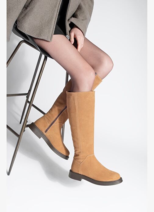 Kadın Günlük Binici Çizme Zunet Taba Süet - Görsel 8