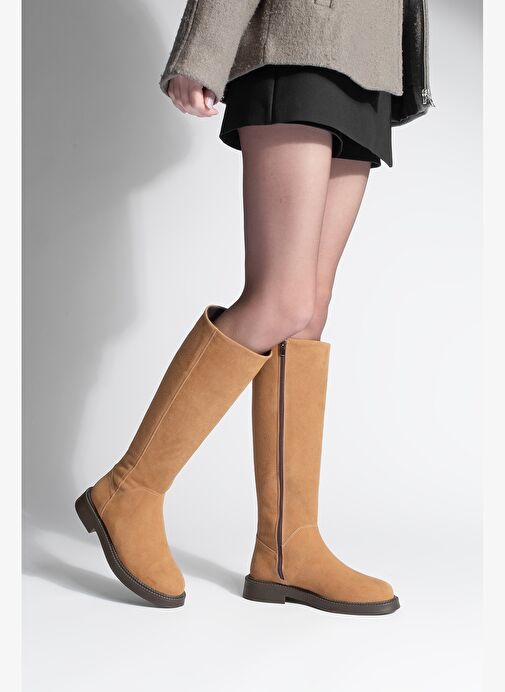 Kadın Günlük Binici Çizme Zunet Taba Süet - Görsel 6