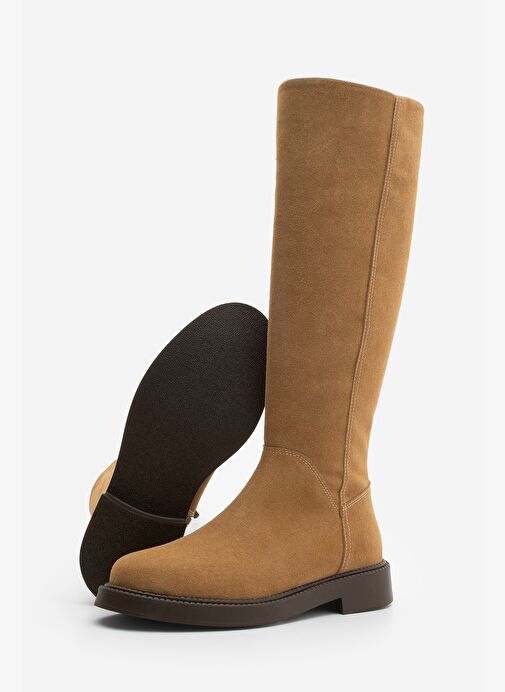 Kadın Günlük Binici Çizme Zunet Taba Süet - Görsel 9