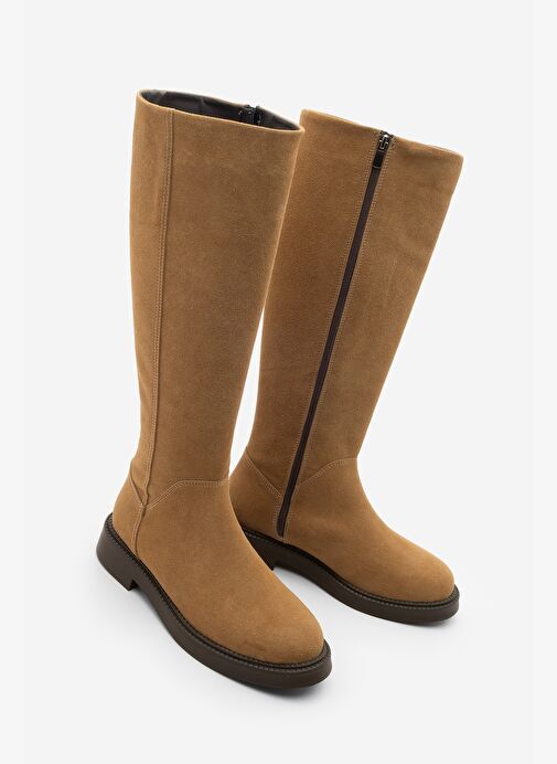 Kadın Günlük Binici Çizme Zunet Taba Süet - Görsel 2